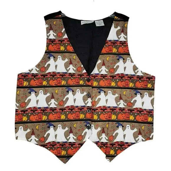 Basic Editions Vest Vintage Women’s Plus Size 16 XL Ghost Halloween Fall - Picture 2 of 8